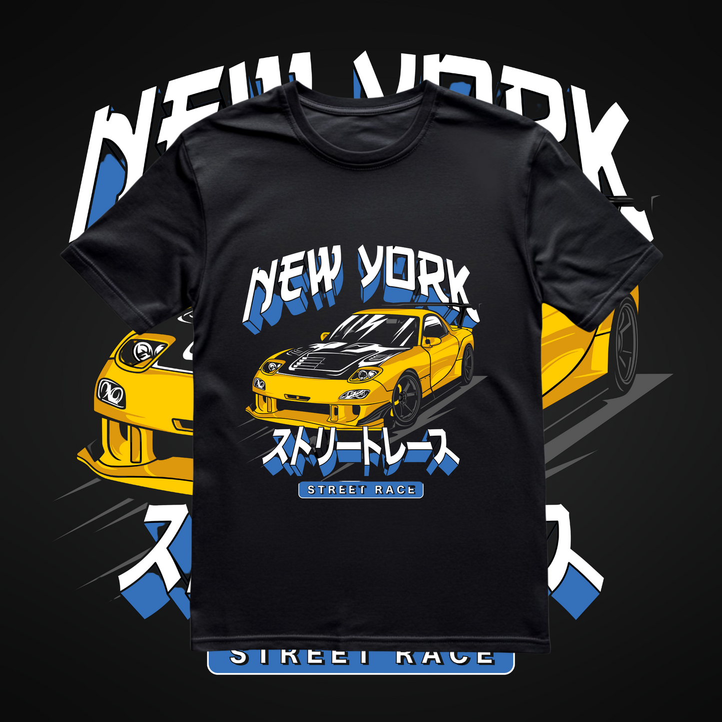 Streetwear Unisex Style New York Street Race Graphic T-Shirt, Street Race