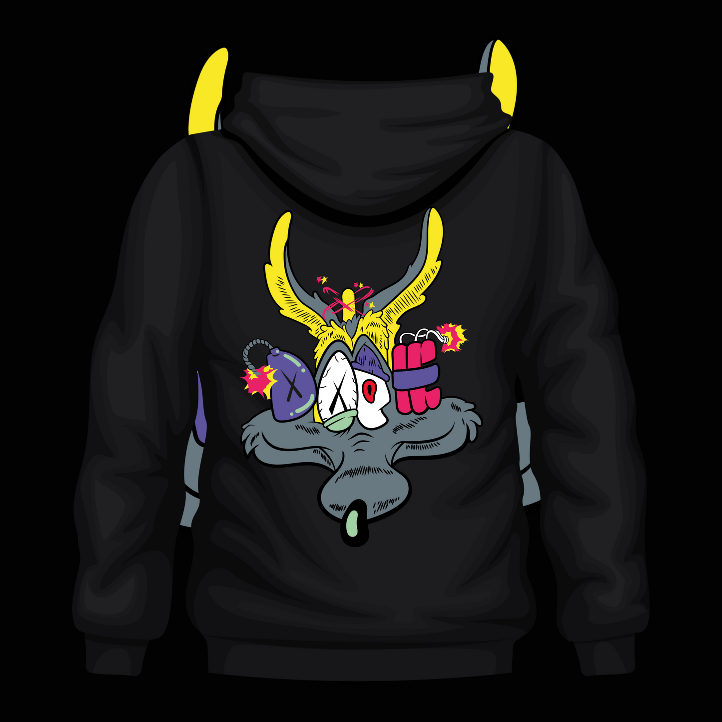 Streetwear Unisex Style Coyote & Tasmanian Graphic Hoodie, Looney Tunes